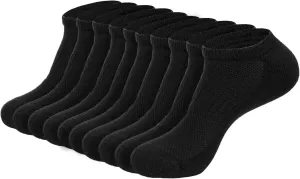 1SOCK2SOCK - Unisex 10 Pairs No-Show Low Cut Athletic Running Socks - Breathable Cotton, Cushioned, Moisture Wicking