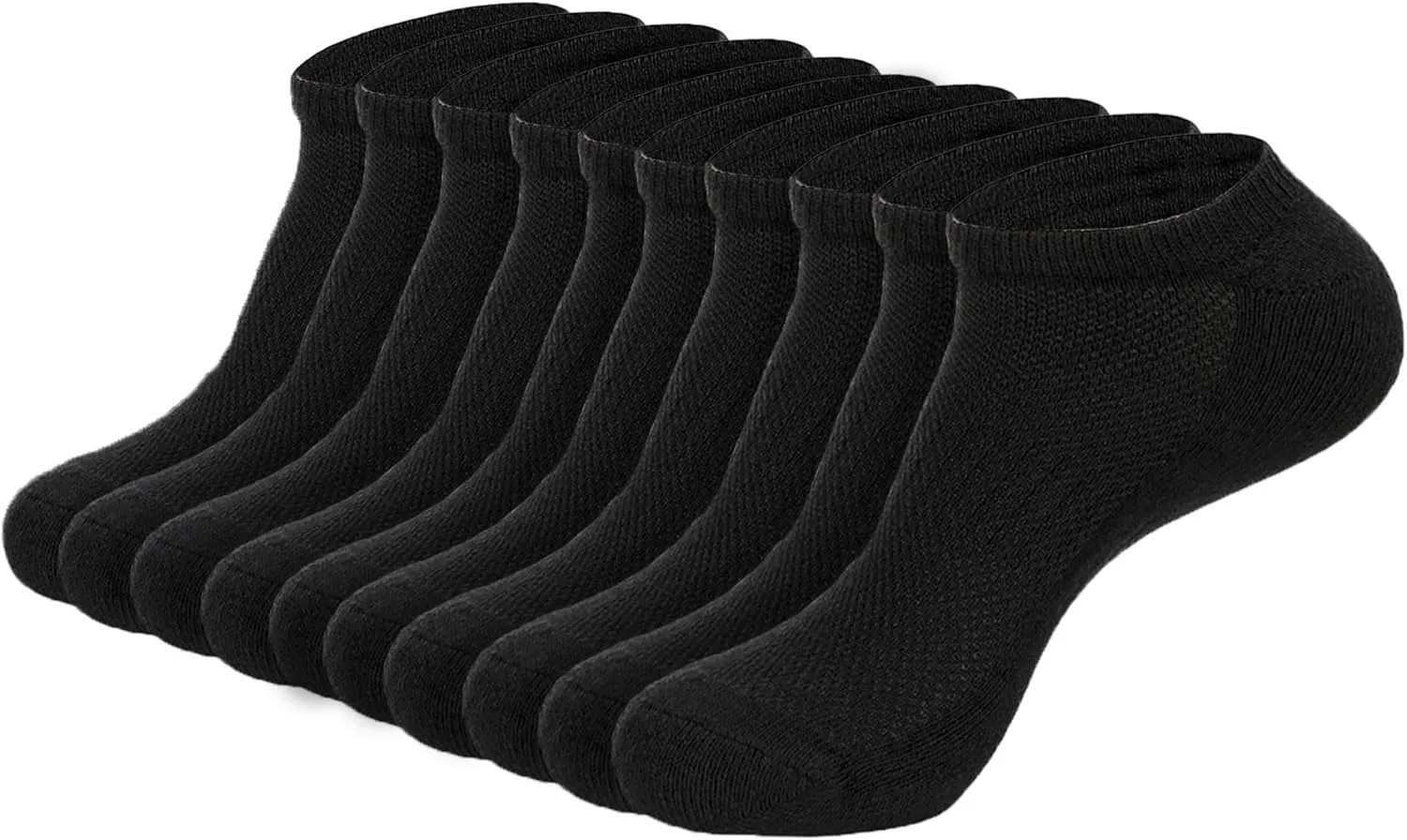 1SOCK2SOCK - Unisex 10 Pairs No-Show Low Cut Athletic Running Socks - Breathable Cotton, Cushioned, Moisture Wicking