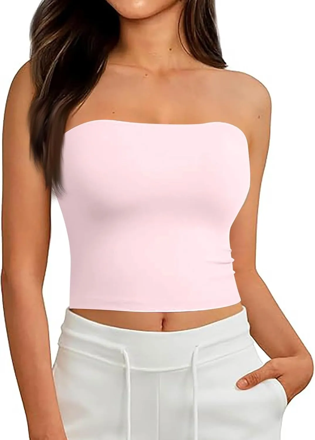 4th of July Tank Tops for Women American Flag Tube Top with Built in Bra Sexy Casual Backless Shirts