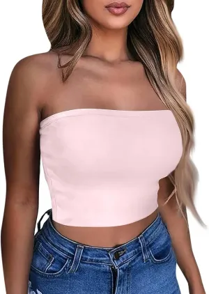 4th of July Tank Tops for Women American Flag Tube Top with Built in Bra Sexy Casual Backless Shirts