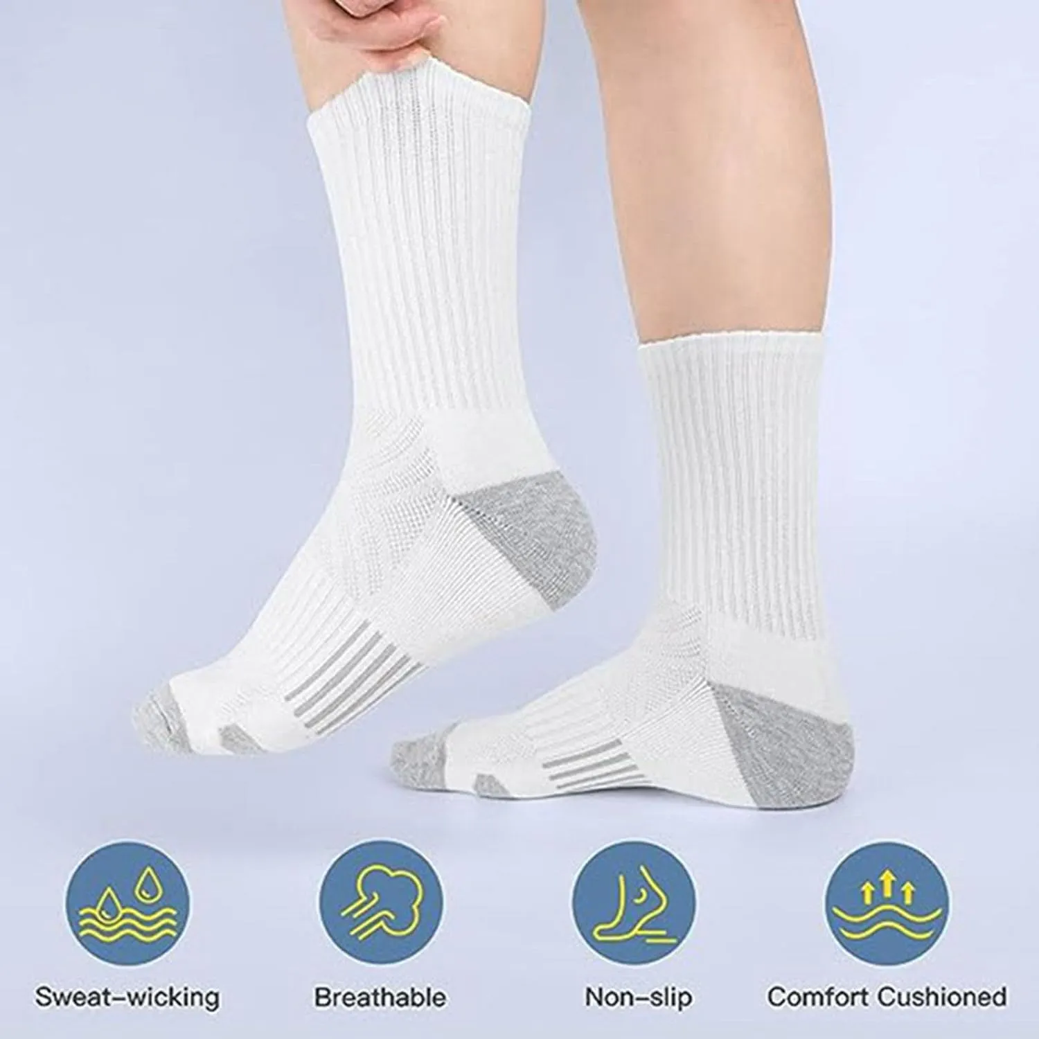 5 Pack Men's Running Ankle Socks with Cushion,Athletic Sport Tab Socks Breathable Cotton Blend Stretchy Comfortable