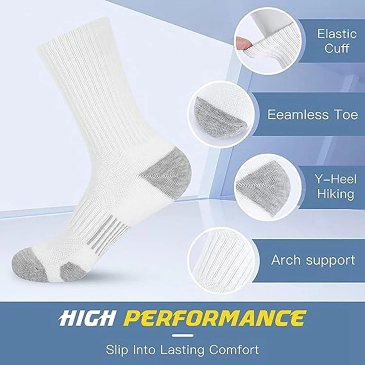 5 Pack Men's Running Ankle Socks with Cushion,Athletic Sport Tab Socks Breathable Cotton Blend Stretchy Comfortable