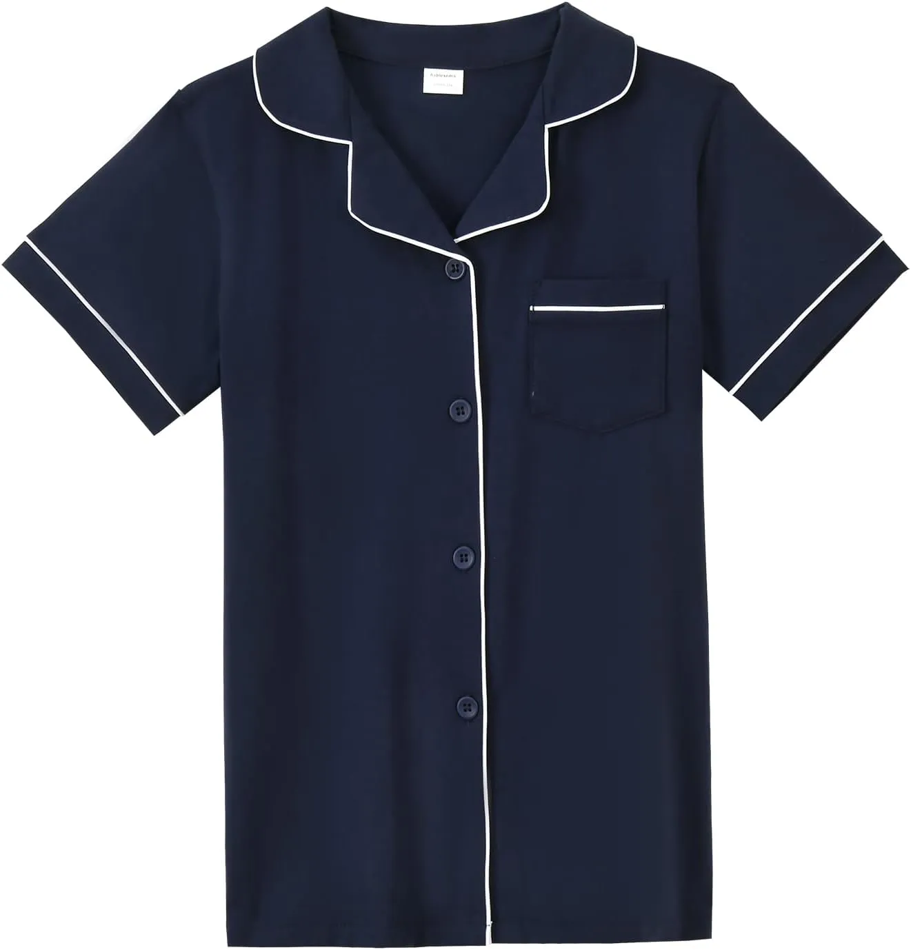 Aablexema Unisex Kids Pajamas Set Cotton Short Sleeve Sleepwear Button-Down and Pant Set for 5-13y