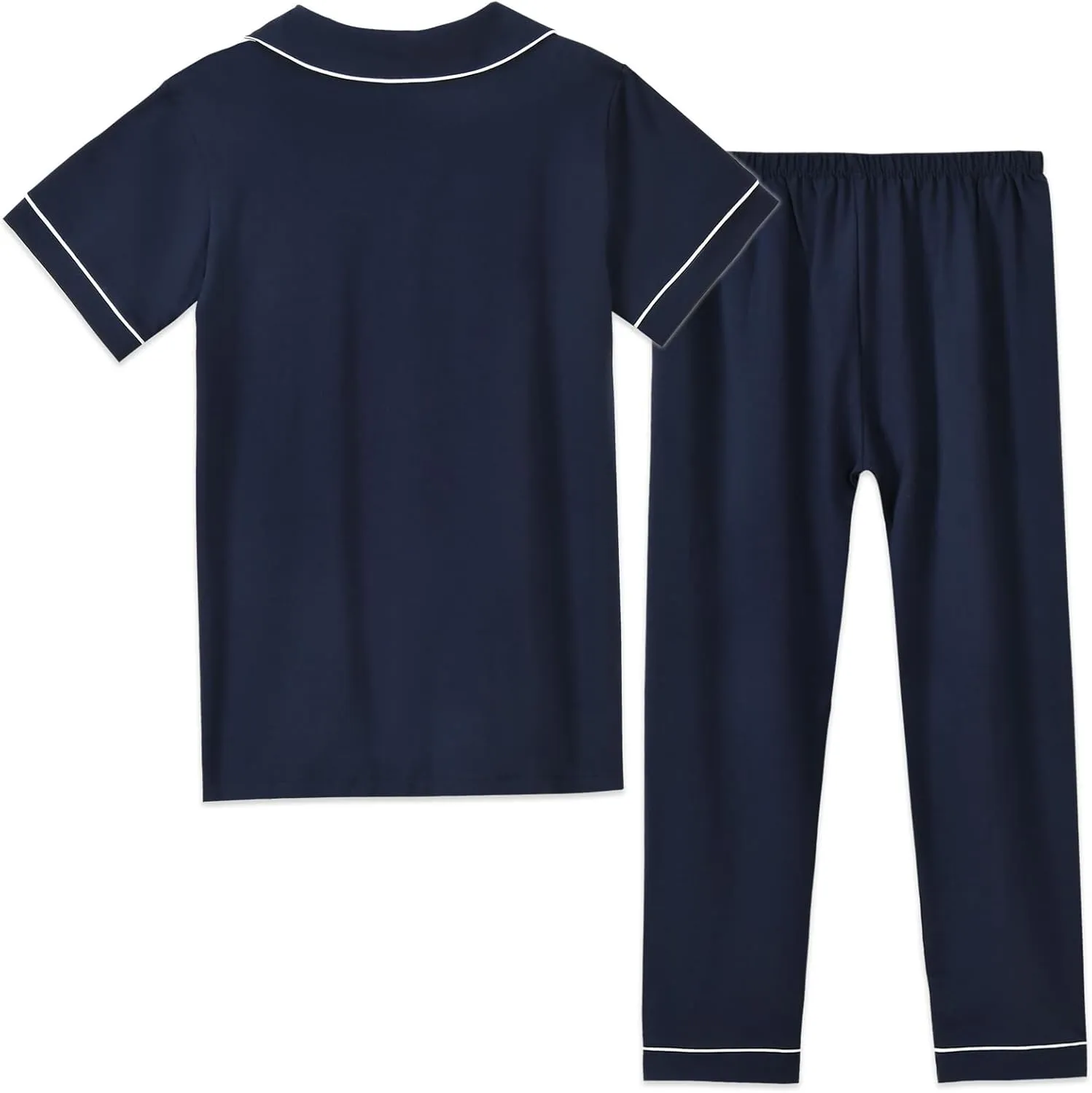 Aablexema Unisex Kids Pajamas Set Cotton Short Sleeve Sleepwear Button-Down and Pant Set for 5-13y