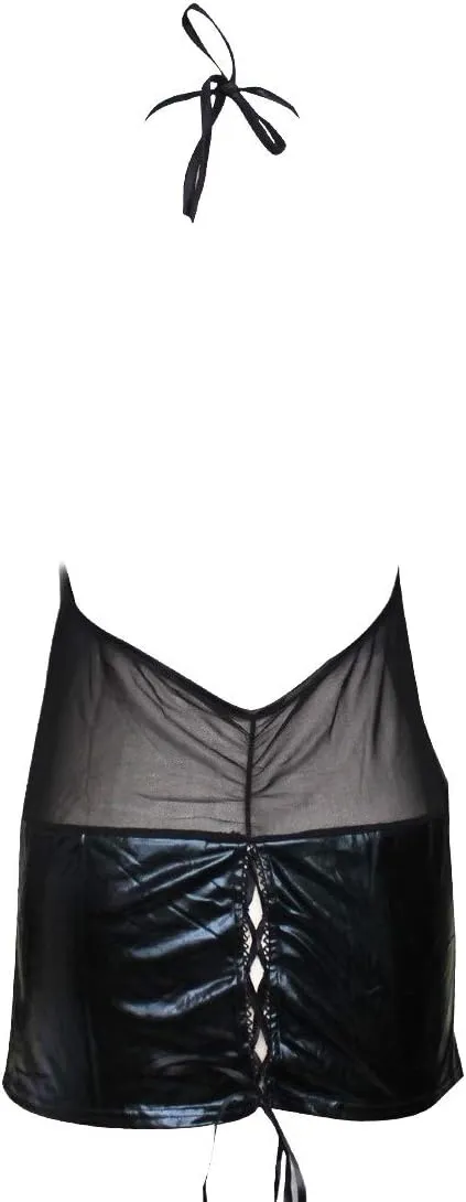ACSUSS Sexy Women Halter Mesh Sheer Bodycon Pencil Evening Clubwear Party Mini Dress
