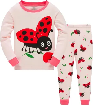 Akyzic Little Girls Pajamas Sets Baby Girl 2Pcs 100% Cotton Pjs Kids Long Sleeve Sleepwear
