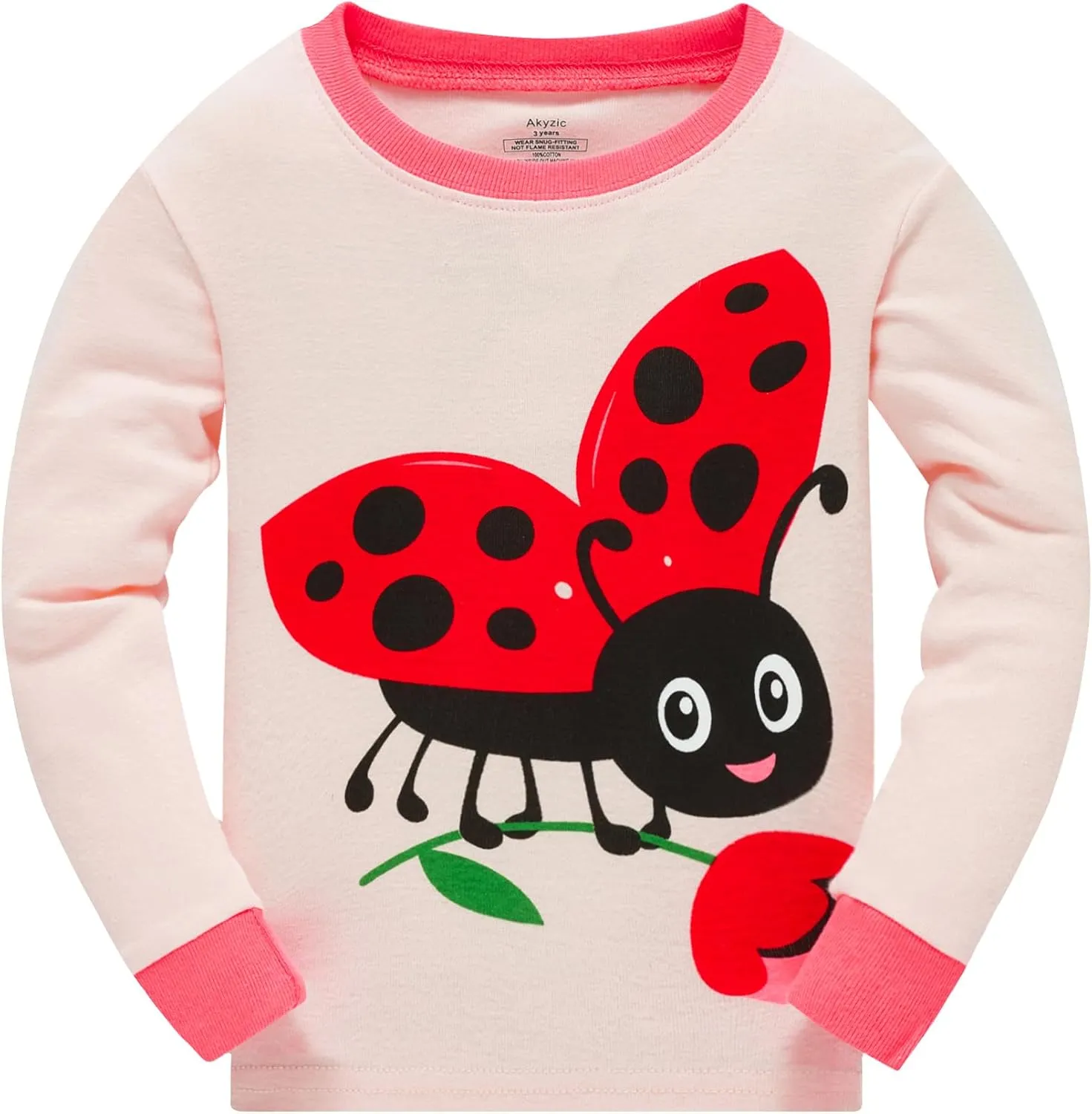 Akyzic Little Girls Pajamas Sets Baby Girl 2Pcs 100% Cotton Pjs Kids Long Sleeve Sleepwear