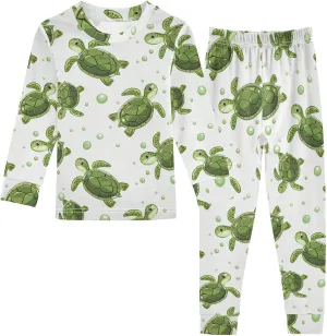 ALAZA Sea Turtle Bubble Pajama Set Pijamas Para Niños Long Sleeve Sleepwear