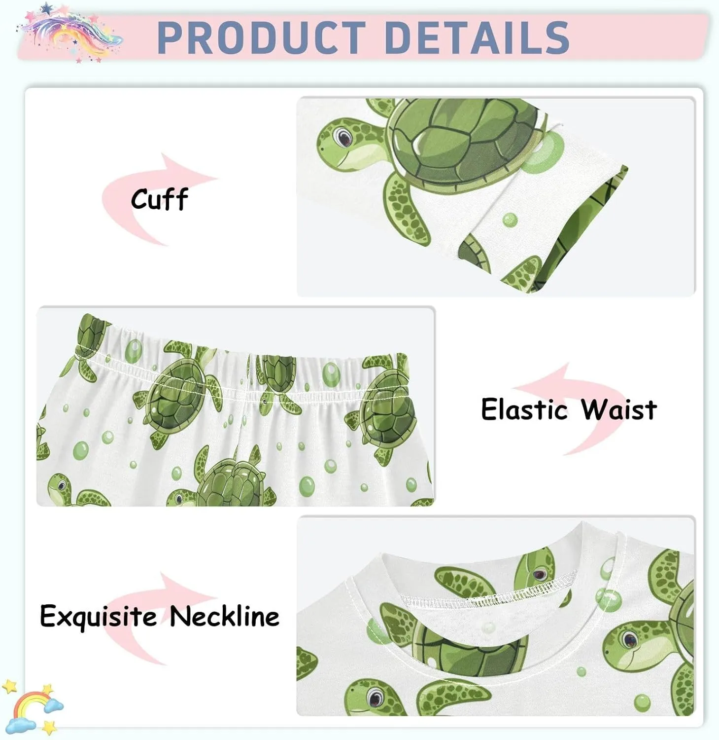 ALAZA Sea Turtle Bubble Pajama Set Pijamas Para Niños Long Sleeve Sleepwear