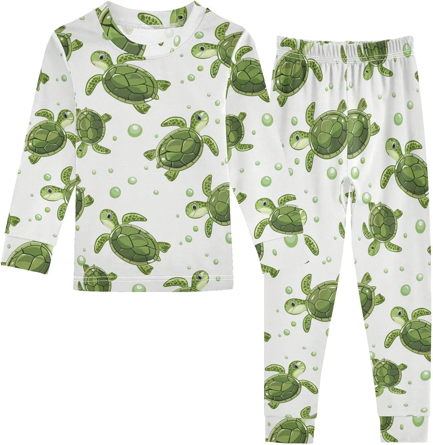 ALAZA Sea Turtle Bubble Pajama Set Pijamas Para Niños Long Sleeve Sleepwear