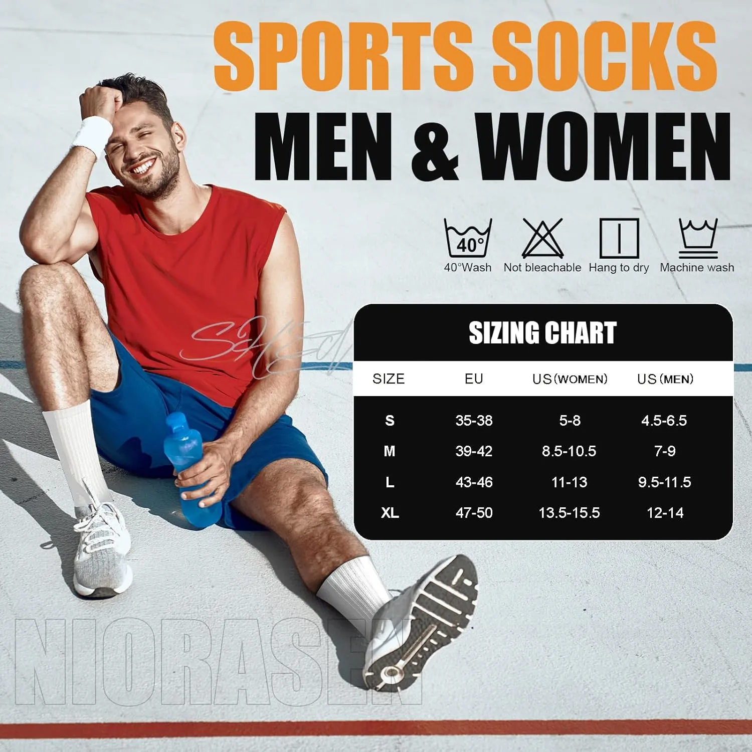 Athletic Crew Socks, 6 Pairs Cushioned Sports Calf Socks Breathable Cotton Running Hiking Socks for Men Women