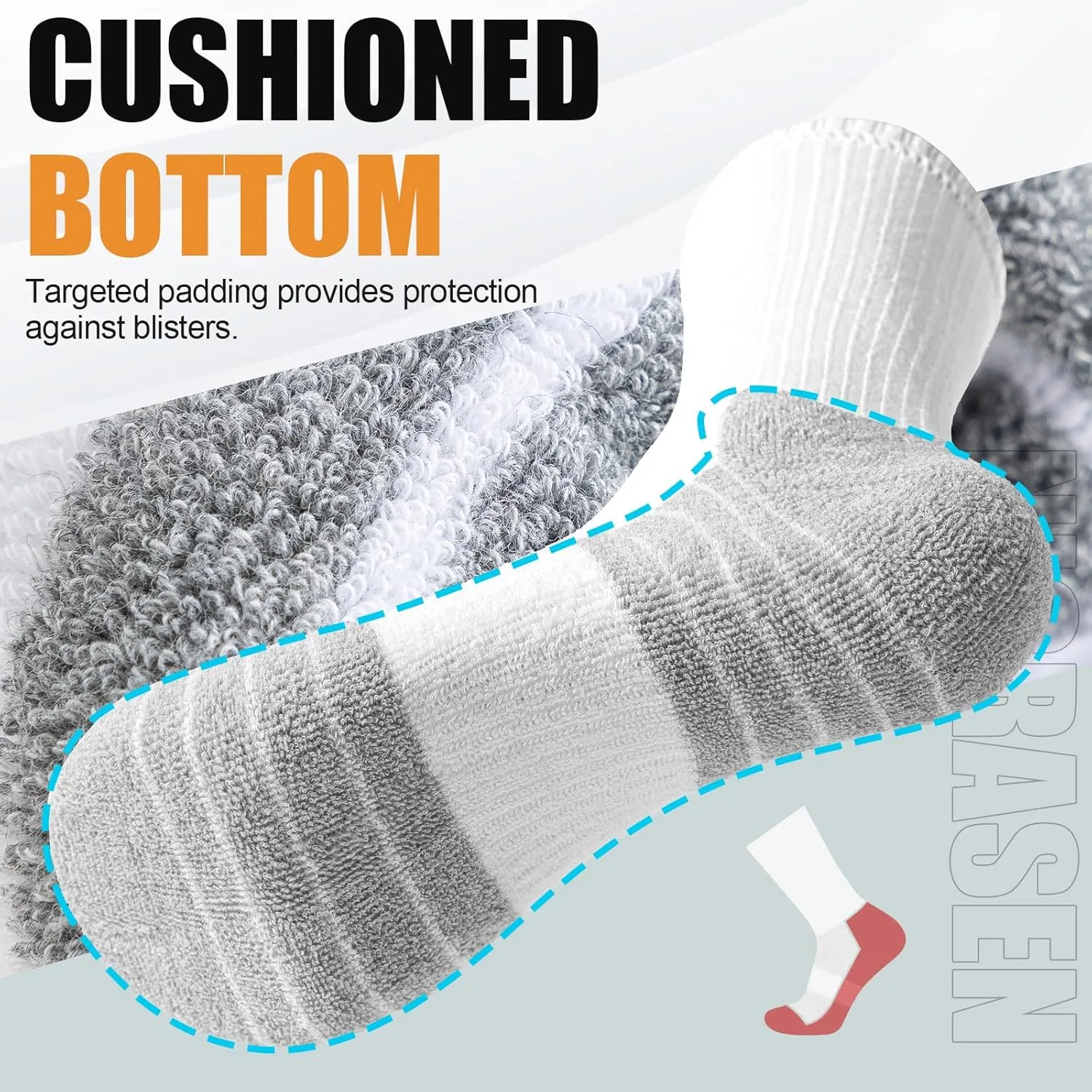 Athletic Crew Socks, 6 Pairs Cushioned Sports Calf Socks Breathable Cotton Running Hiking Socks for Men Women