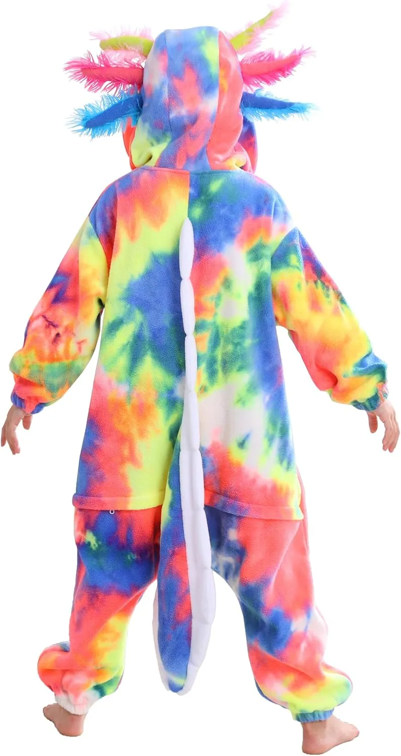 ATOZ Unisex Children Animal Axolotl Onesie, Halloween Costume Pajamas Christmas Cosplay Sleepwear For Boys Girl