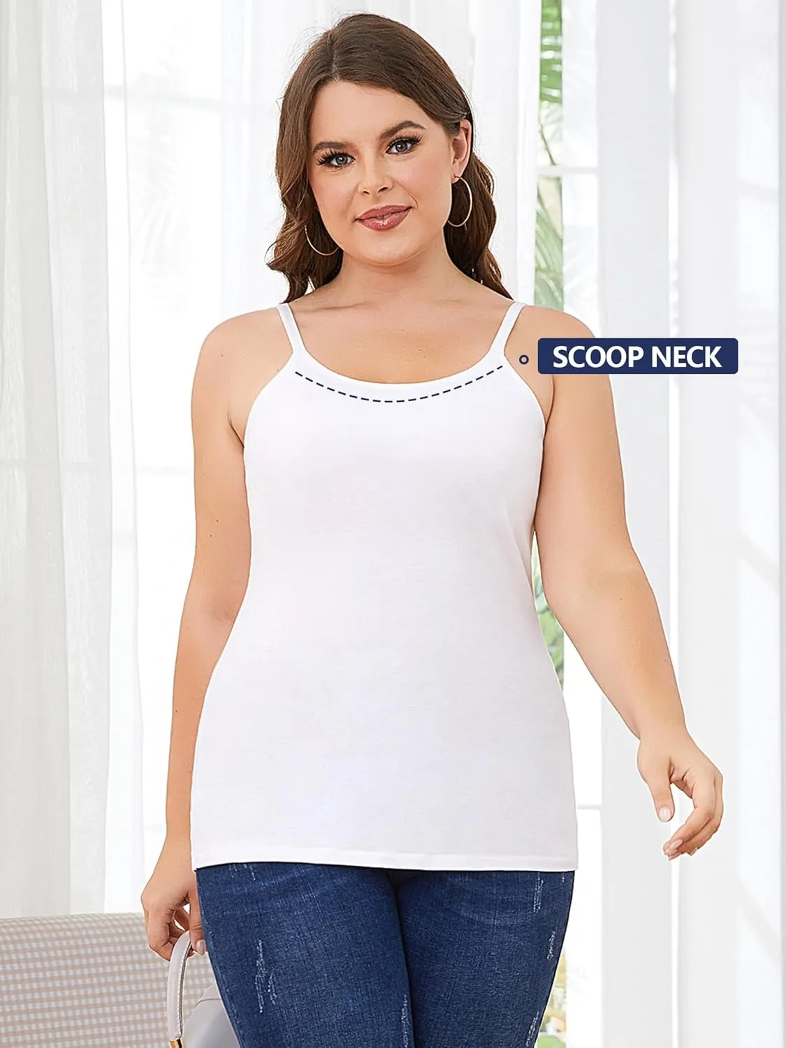 ATTRACO Women's Cotton Camisole Shelf Bra Spaghetti Straps Tank Top