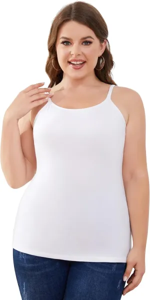 ATTRACO Women's Cotton Camisole Shelf Bra Spaghetti Straps Tank Top