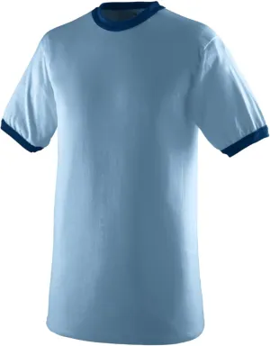 Augusta Sportswear Men's Large Ringer tee Shirt, Light Blue/Navy