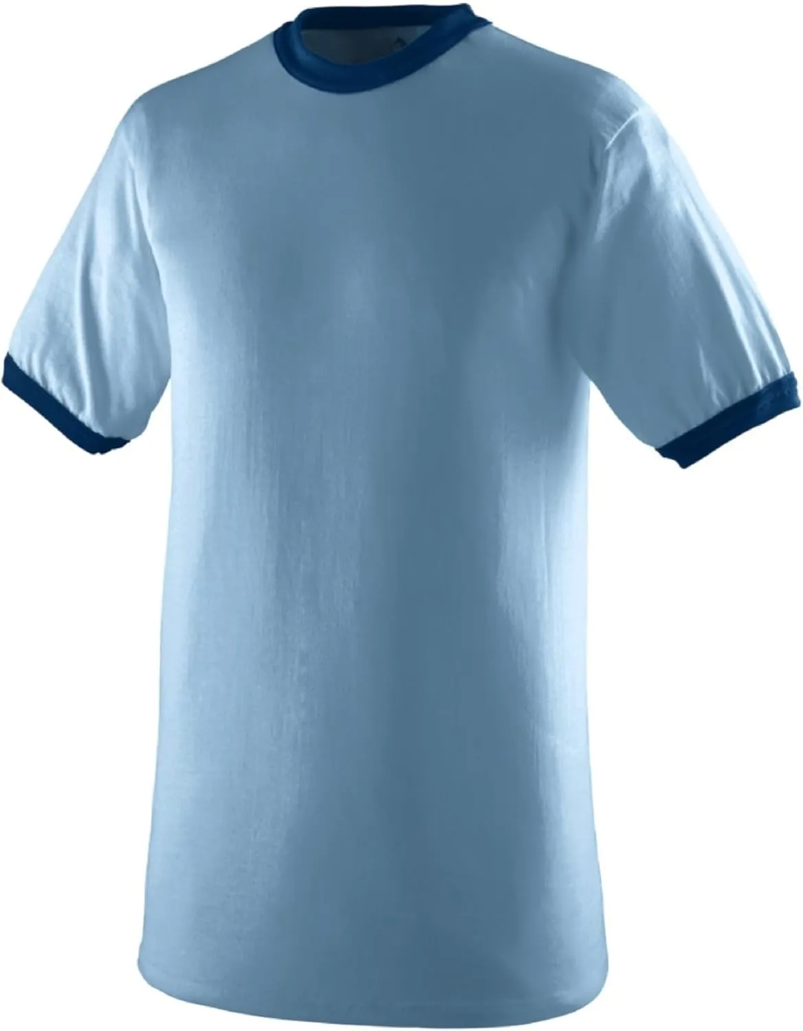 Augusta Sportswear Men's Large Ringer tee Shirt, Light Blue/Navy