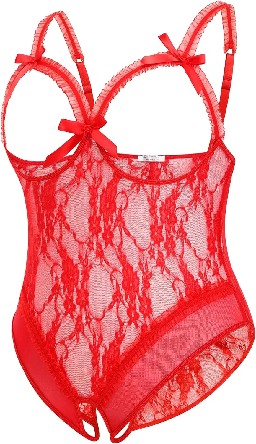 Avidlove Plus Size Lingerie Exotic Teddies Bodysuits One Piece Lace Babydoll Sleepwear
