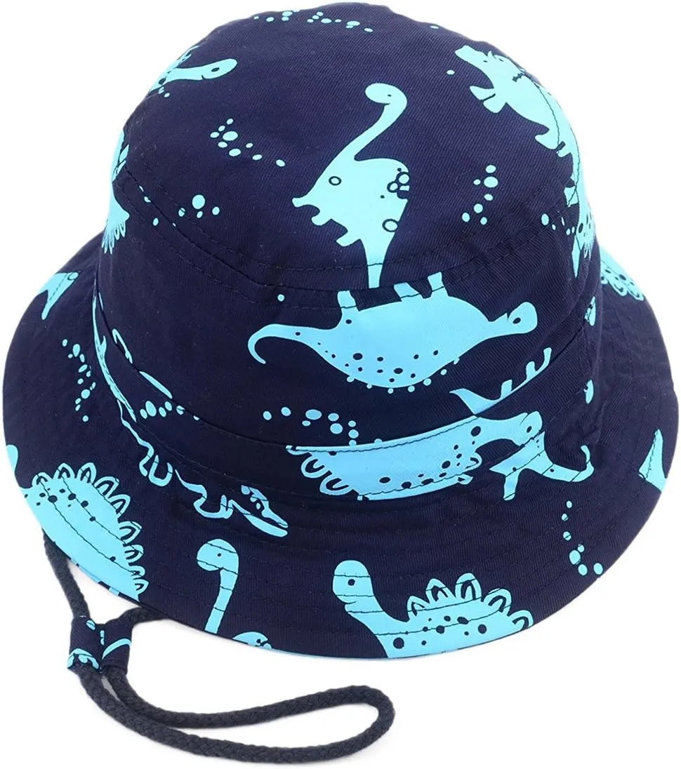Baby Toddler Kids Sun Hat with Chin Strap, Breathable Cotton Adjusted Drawstring Strap