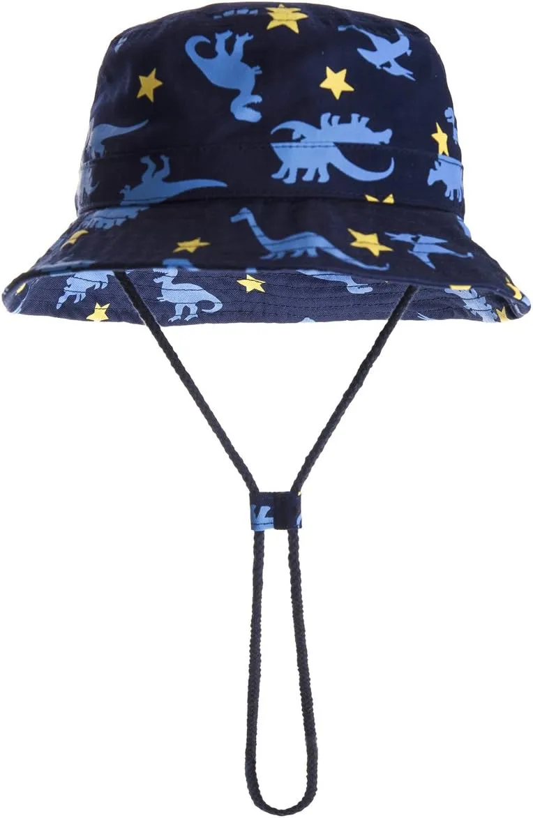 Baby Toddler Kids Sun Hat with Chin Strap, Breathable Cotton Adjusted Drawstring Strap