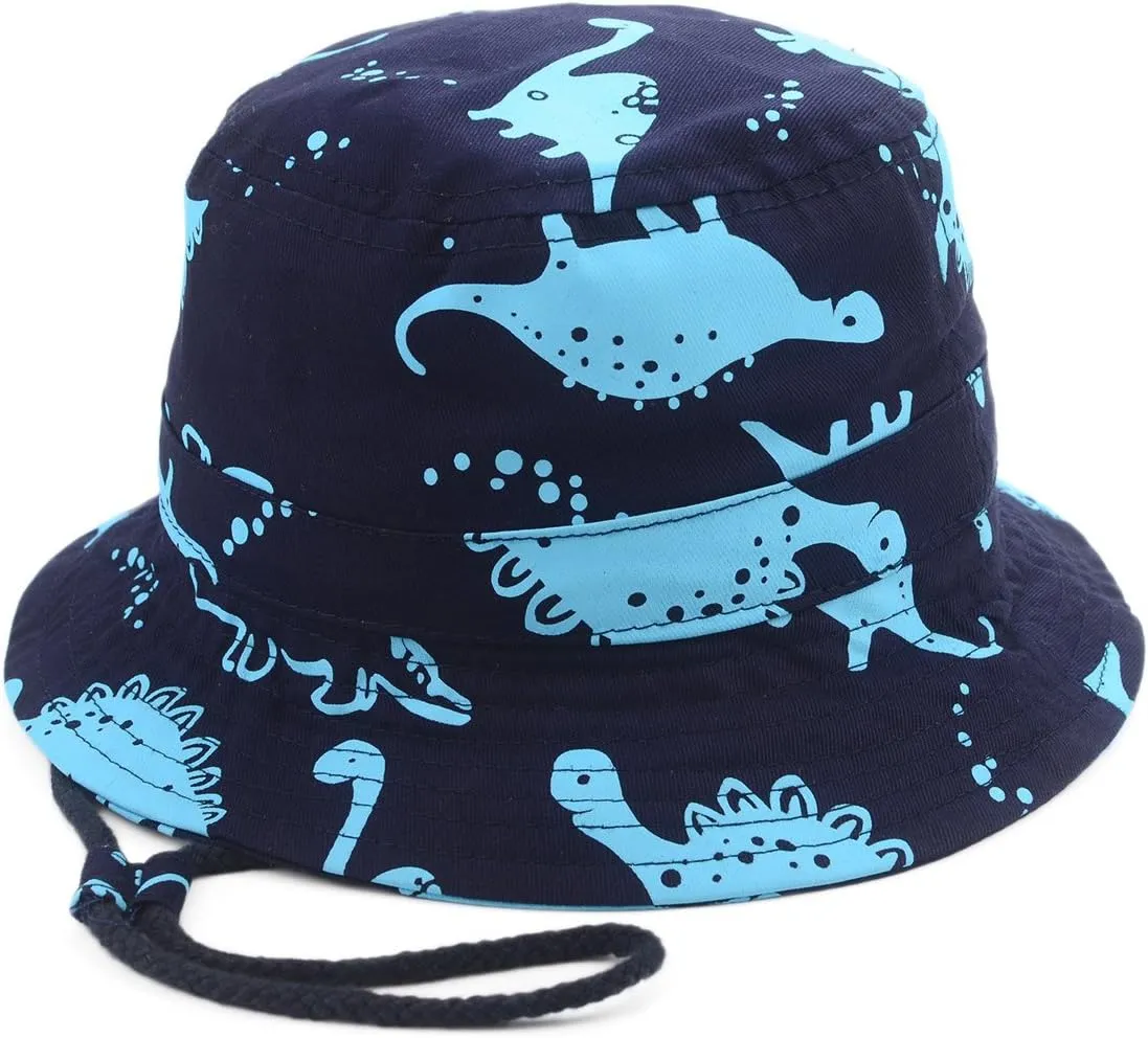 Baby Toddler Kids Sun Hat with Chin Strap, Breathable Cotton Adjusted Drawstring Strap