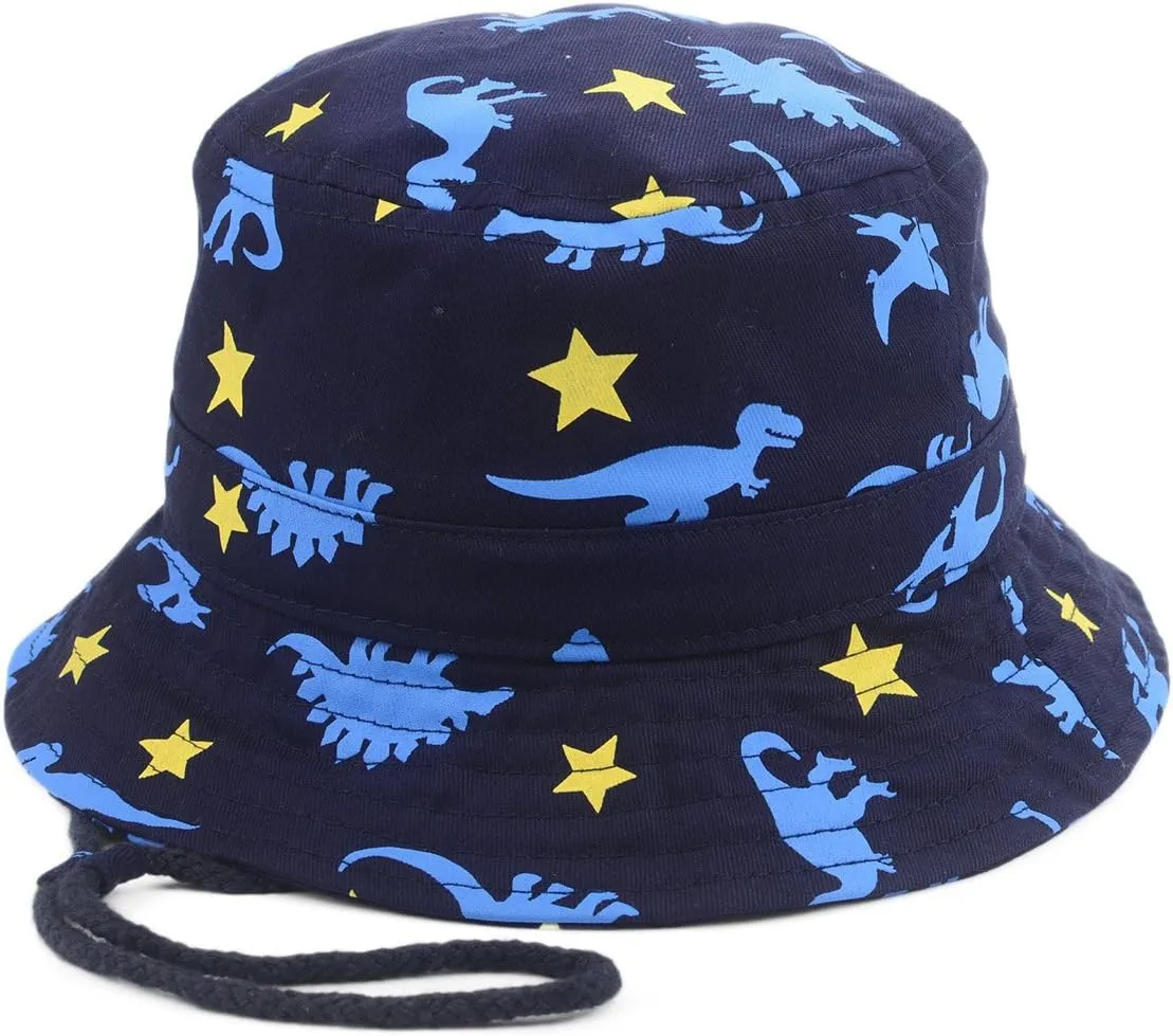 Baby Toddler Kids Sun Hat with Chin Strap, Breathable Cotton Adjusted Drawstring Strap