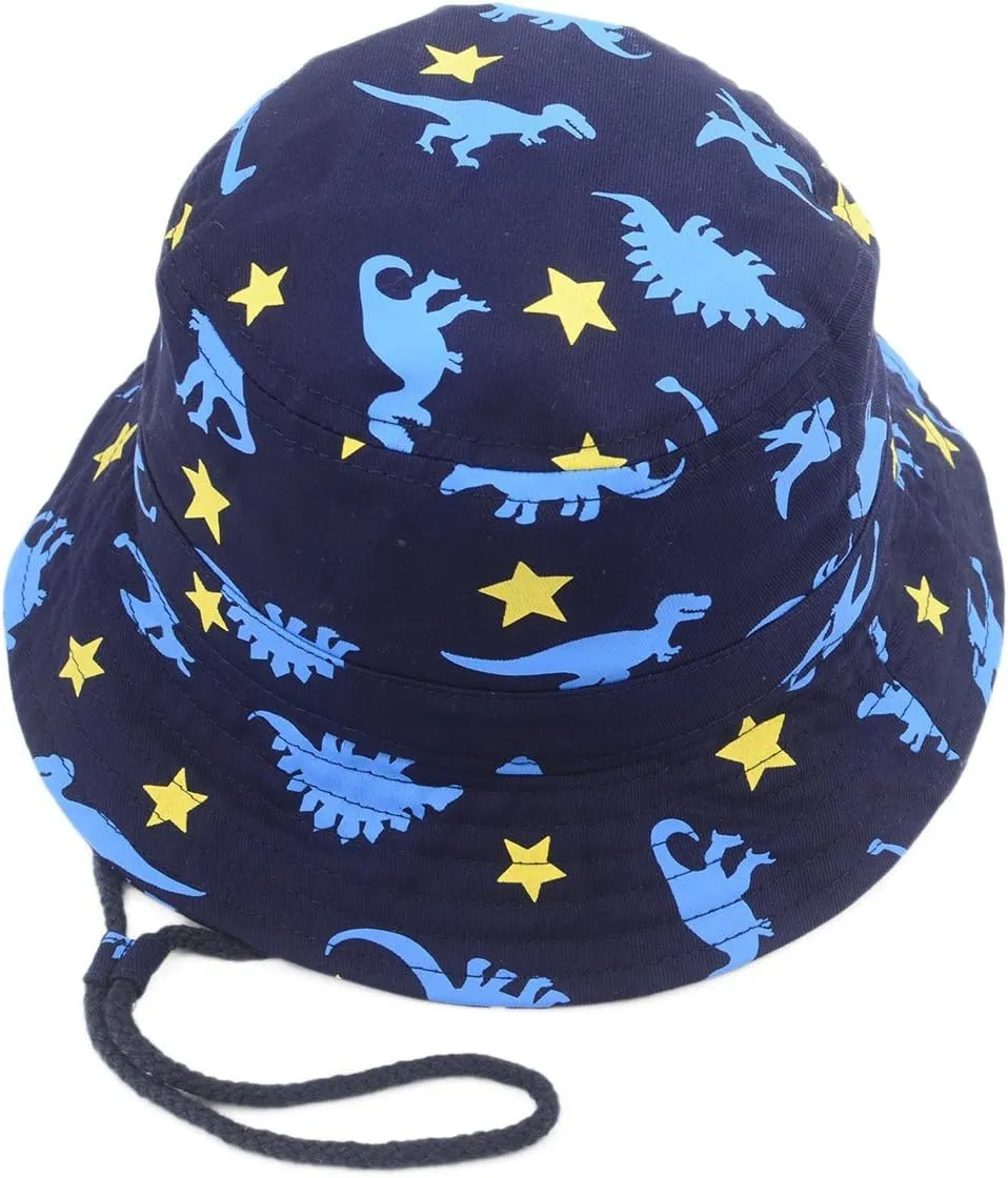 Baby Toddler Kids Sun Hat with Chin Strap, Breathable Cotton Adjusted Drawstring Strap
