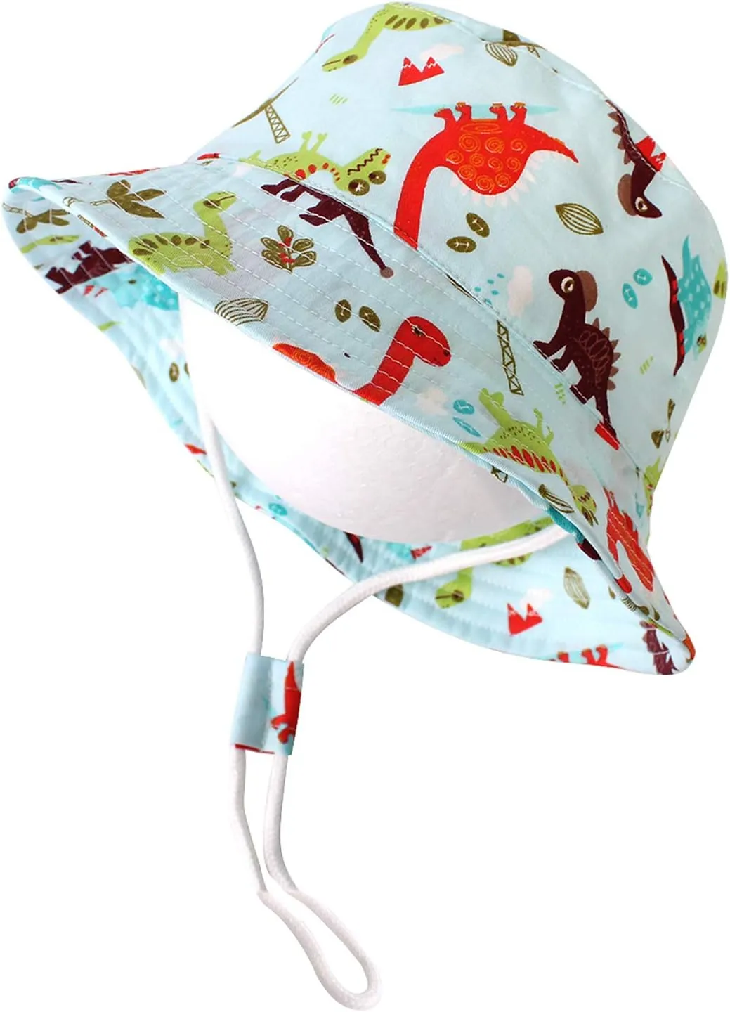 Baby Toddler Kids Sun Hat with Chin Strap, Breathable Cotton Adjusted Drawstring Strap