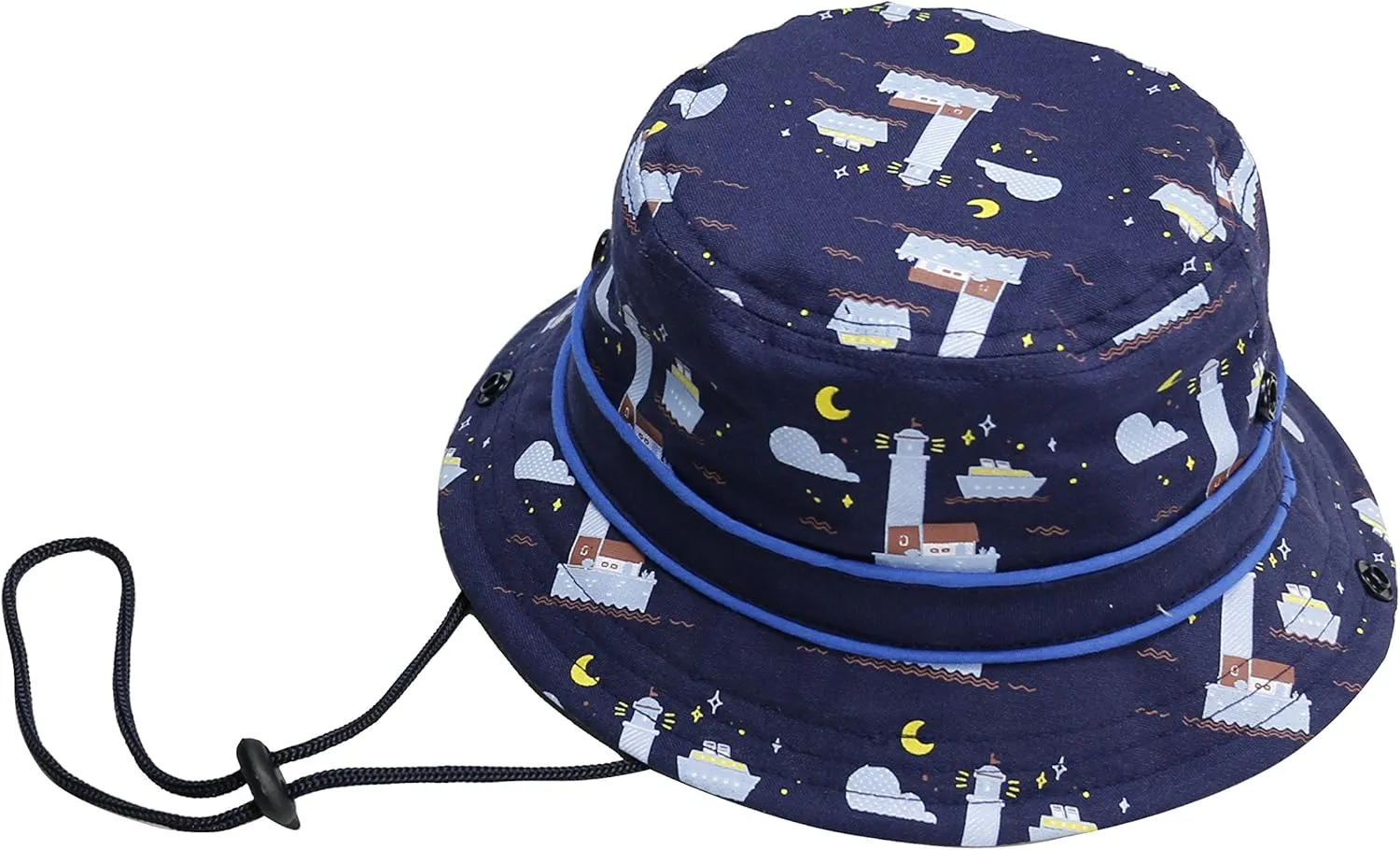 Baby Toddler Kids Sun Hat with Chin Strap, Breathable Cotton Adjusted Drawstring Strap