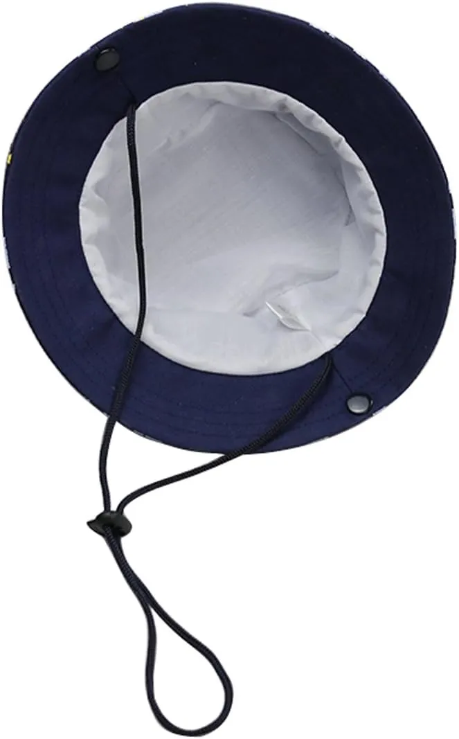 Baby Toddler Kids Sun Hat with Chin Strap, Breathable Cotton Adjusted Drawstring Strap