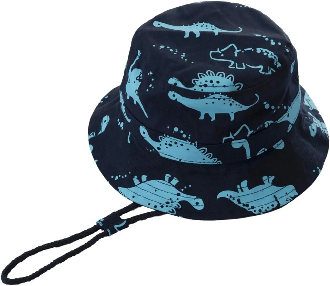 Baby Toddler Kids Sun Hat with Chin Strap, Breathable Cotton Adjusted Drawstring Strap