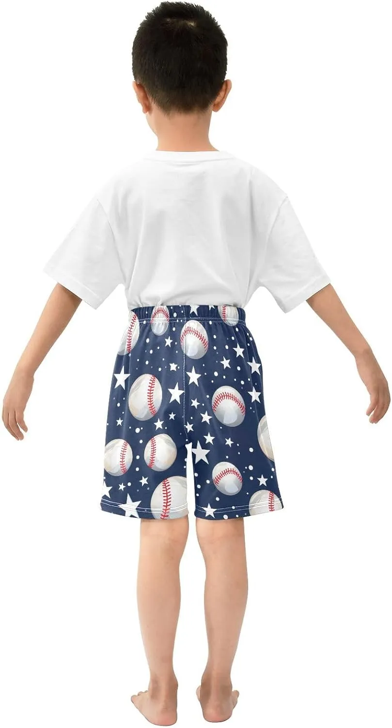 Baseballs Stars Toddler Baby Boy Girl Cotton Pull-On Shorts Elastic Waist Kids Pants Athletic Casual Shorts 2T-5T