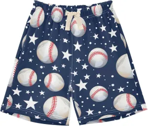 Baseballs Stars Toddler Baby Boy Girl Cotton Pull-On Shorts Elastic Waist Kids Pants Athletic Casual Shorts 2T-5T