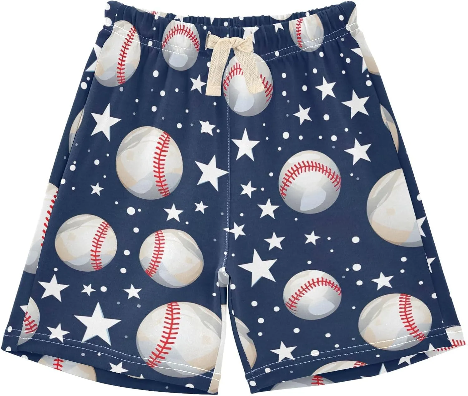 Baseballs Stars Toddler Baby Boy Girl Cotton Pull-On Shorts Elastic Waist Kids Pants Athletic Casual Shorts 2T-5T