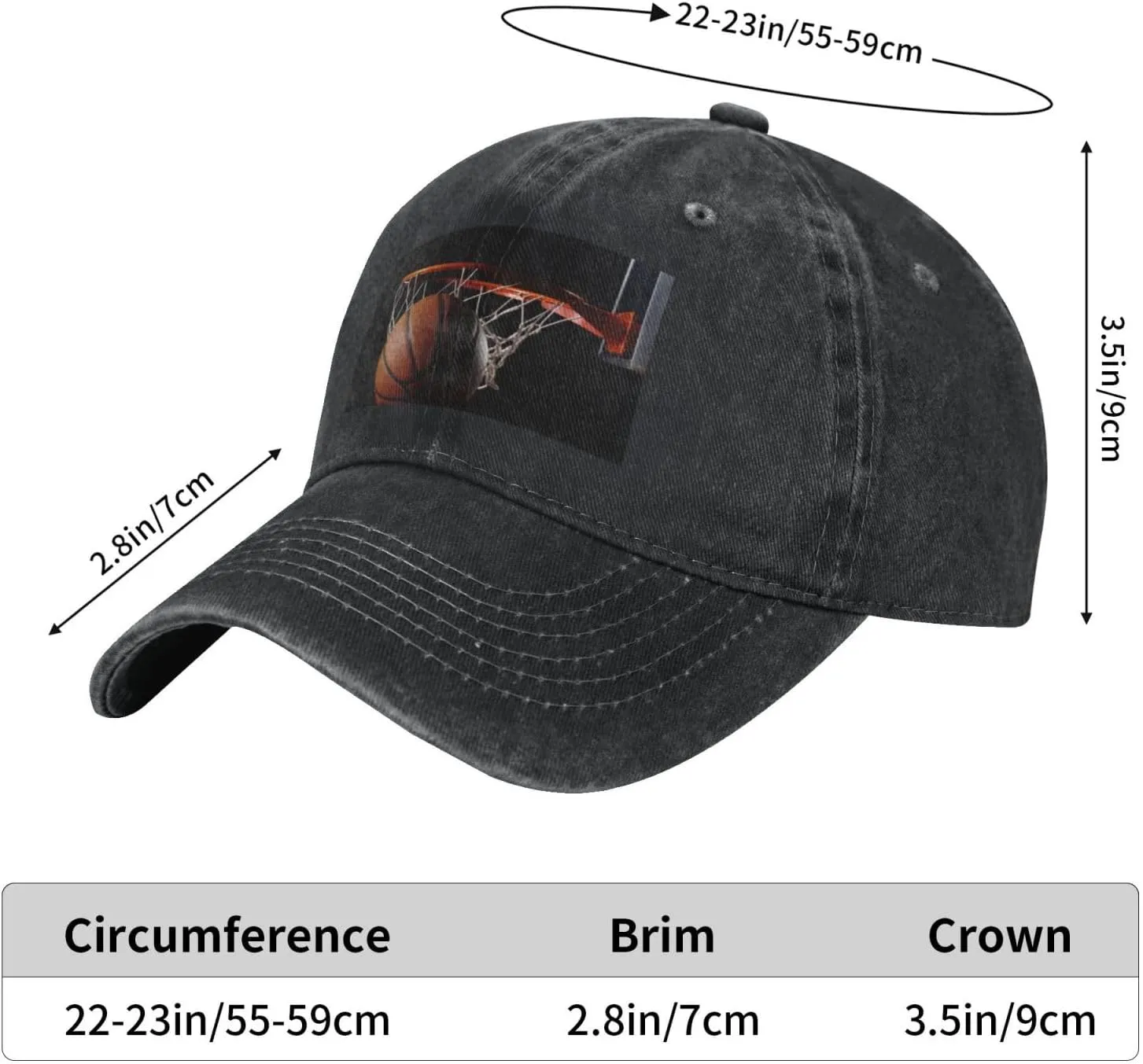 Basketball Unisex Baseball Cap Breathable Cotton Trucker Hat Classic Denim Dad Hat Summer Sun Hat