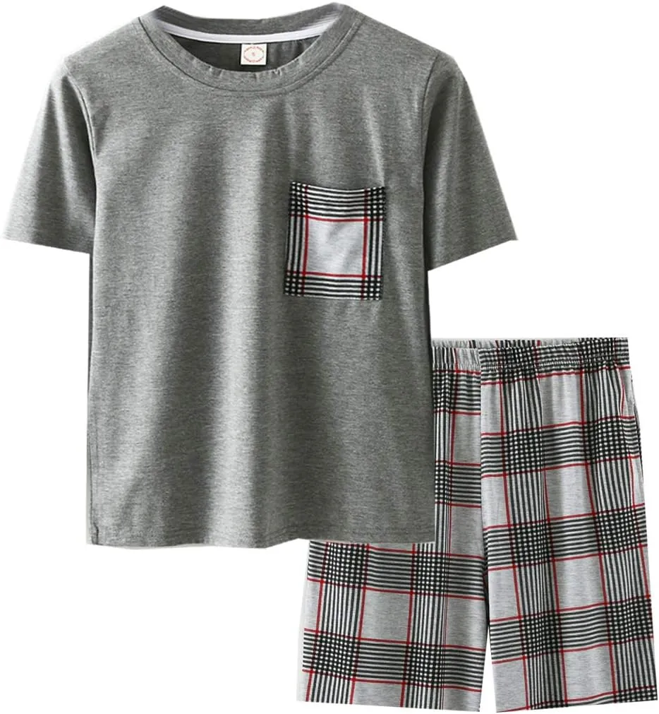 Big Boys Classic Plaid Pajama Set Cotton Sleepwear Teens 10-20Years