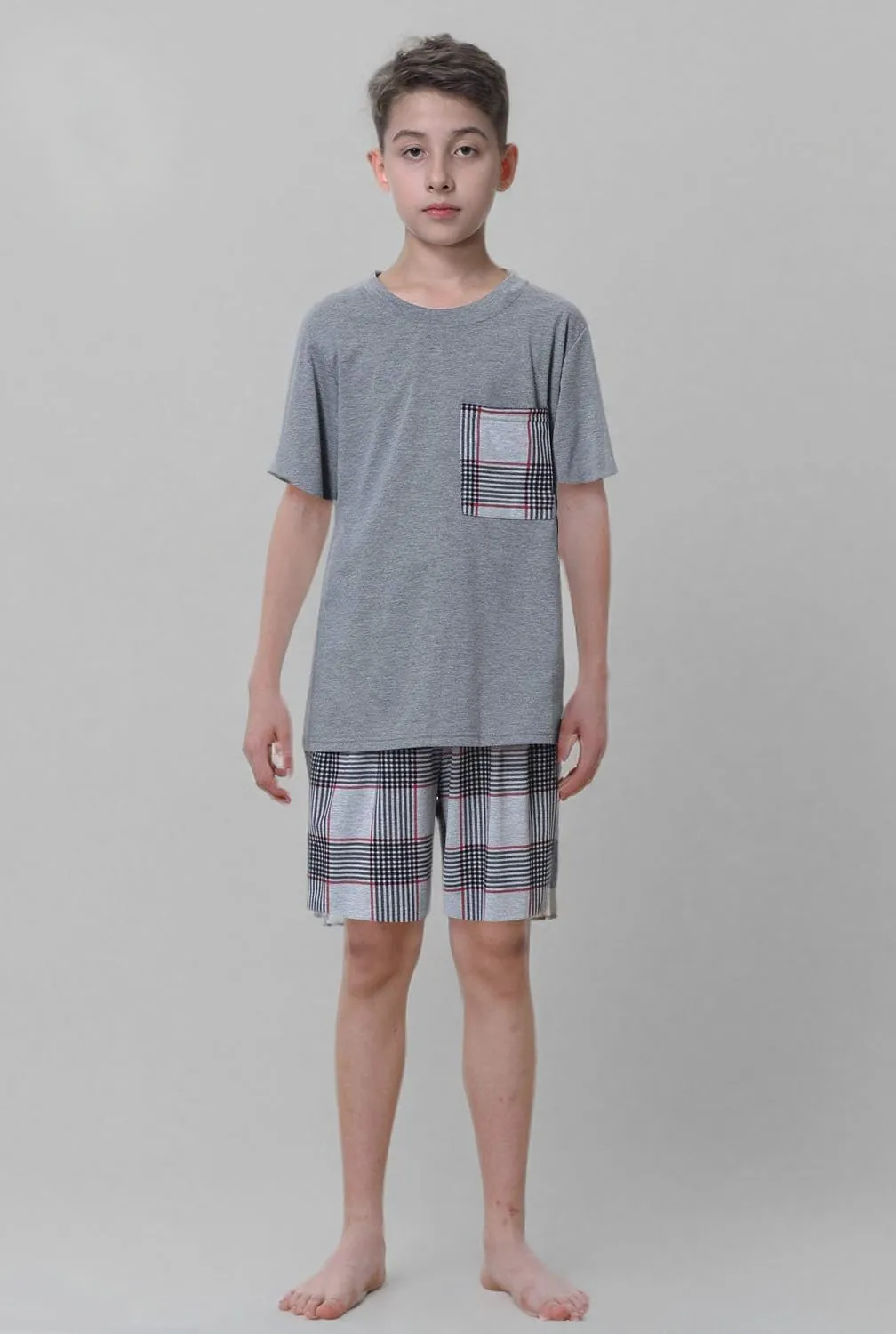 Big Boys Classic Plaid Pajama Set Cotton Sleepwear Teens 10-20Years
