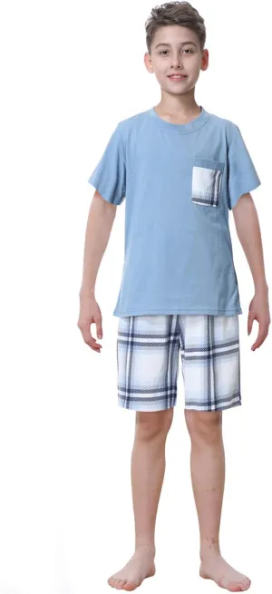Big Boys Classic Plaid Pajama Set Cotton Sleepwear Teens 10-20Years