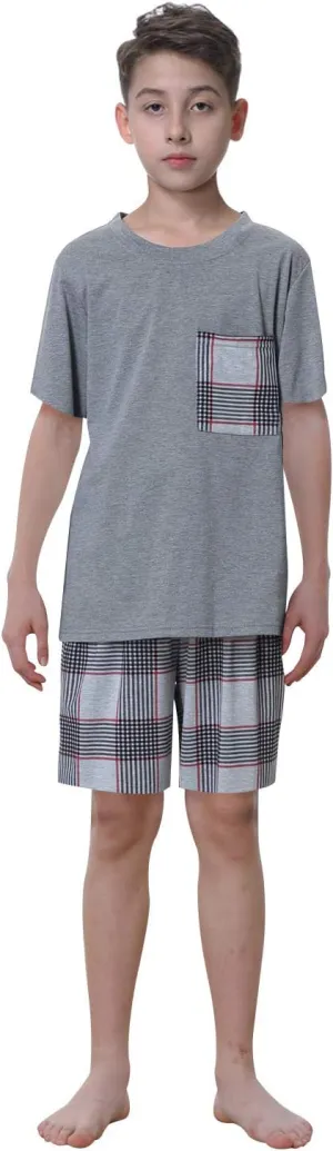Big Boys Classic Plaid Pajama Set Cotton Sleepwear Teens 10-20Years