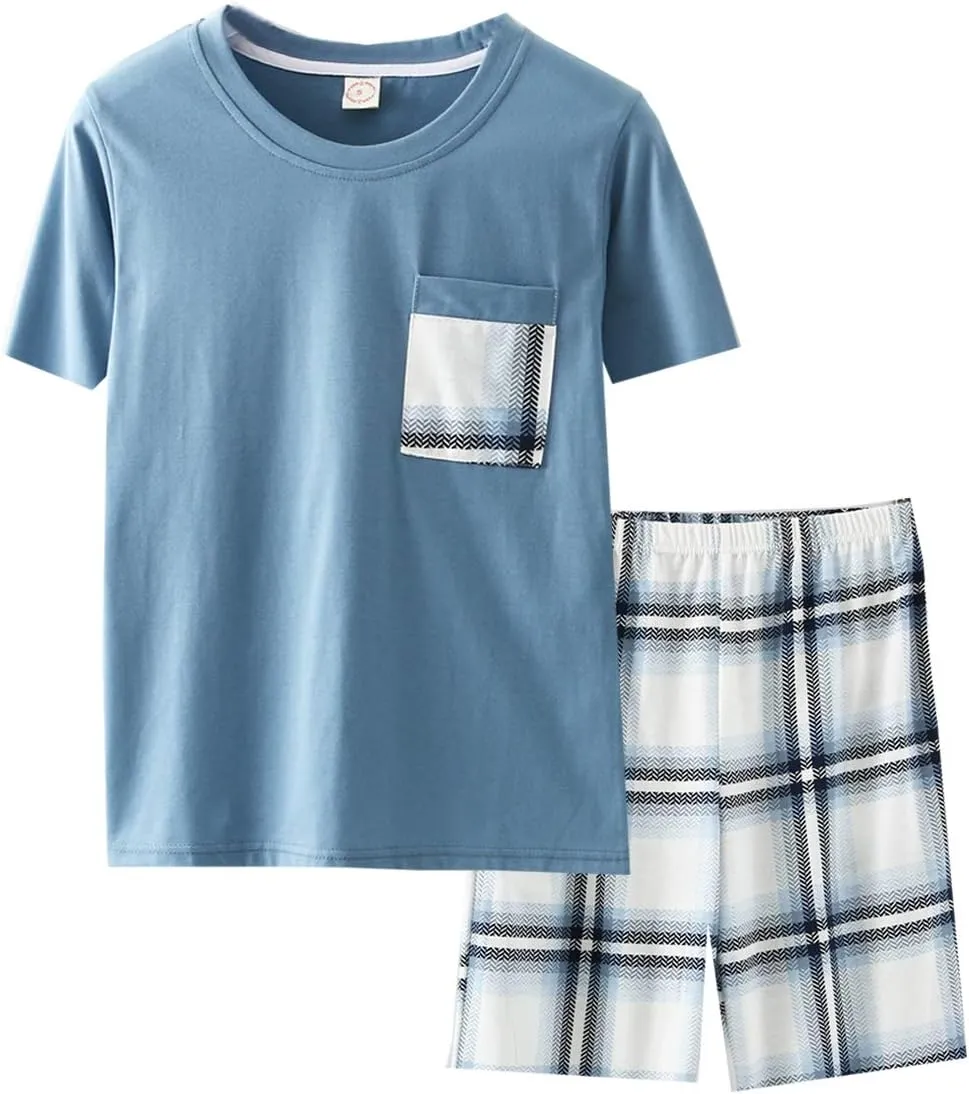 Big Boys Classic Plaid Pajama Set Cotton Sleepwear Teens 10-20Years