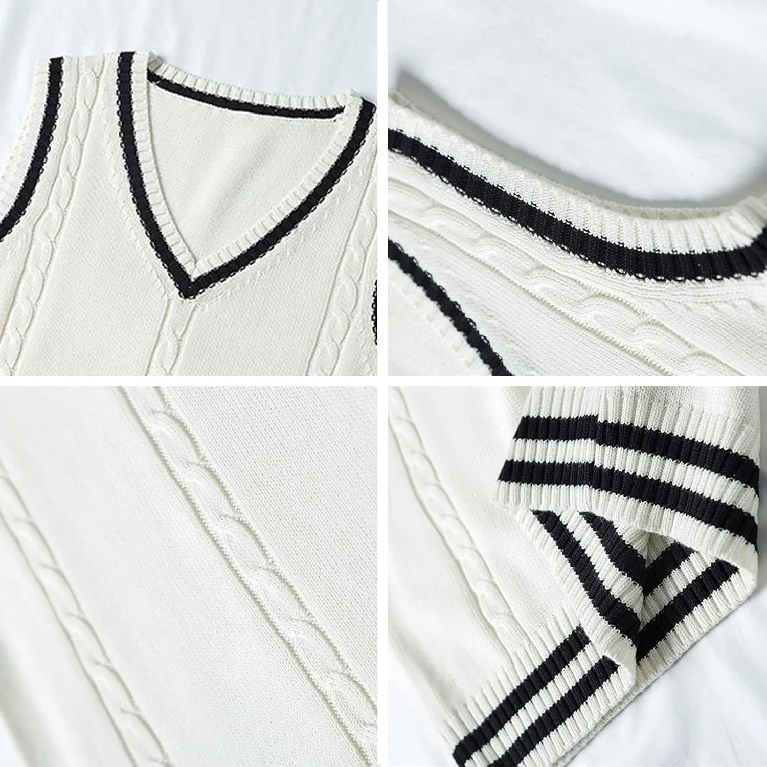 Blostirno Women’s Sweater Vest V Neck JK Uniform Kint Vests Solid Classic Sleeveless Pullover Sweaters Tops