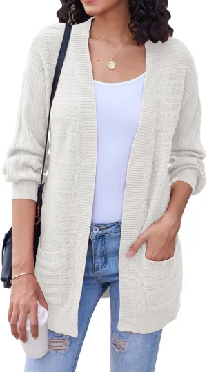 Bluetime Women's Fall Long Sleeve Open Front Soft Knit Cradigan Sweater Coat Outwear