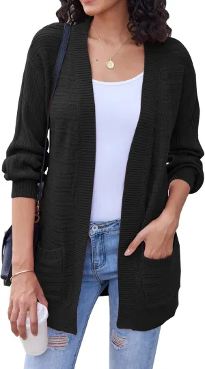 Bluetime Women's Fall Long Sleeve Open Front Soft Knit Cradigan Sweater Coat Outwear
