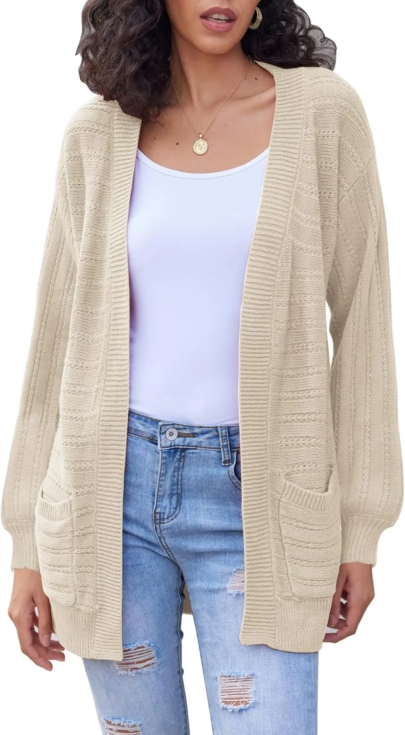 Bluetime Women's Fall Long Sleeve Open Front Soft Knit Cradigan Sweater Coat Outwear