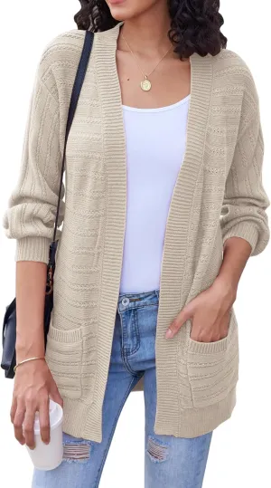 Bluetime Women's Fall Long Sleeve Open Front Soft Knit Cradigan Sweater Coat Outwear