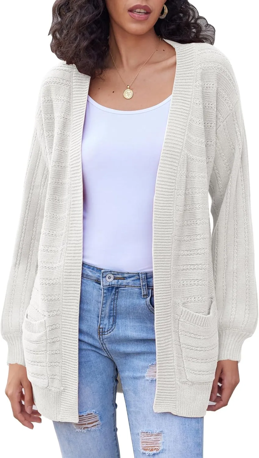 Bluetime Women's Fall Long Sleeve Open Front Soft Knit Cradigan Sweater Coat Outwear