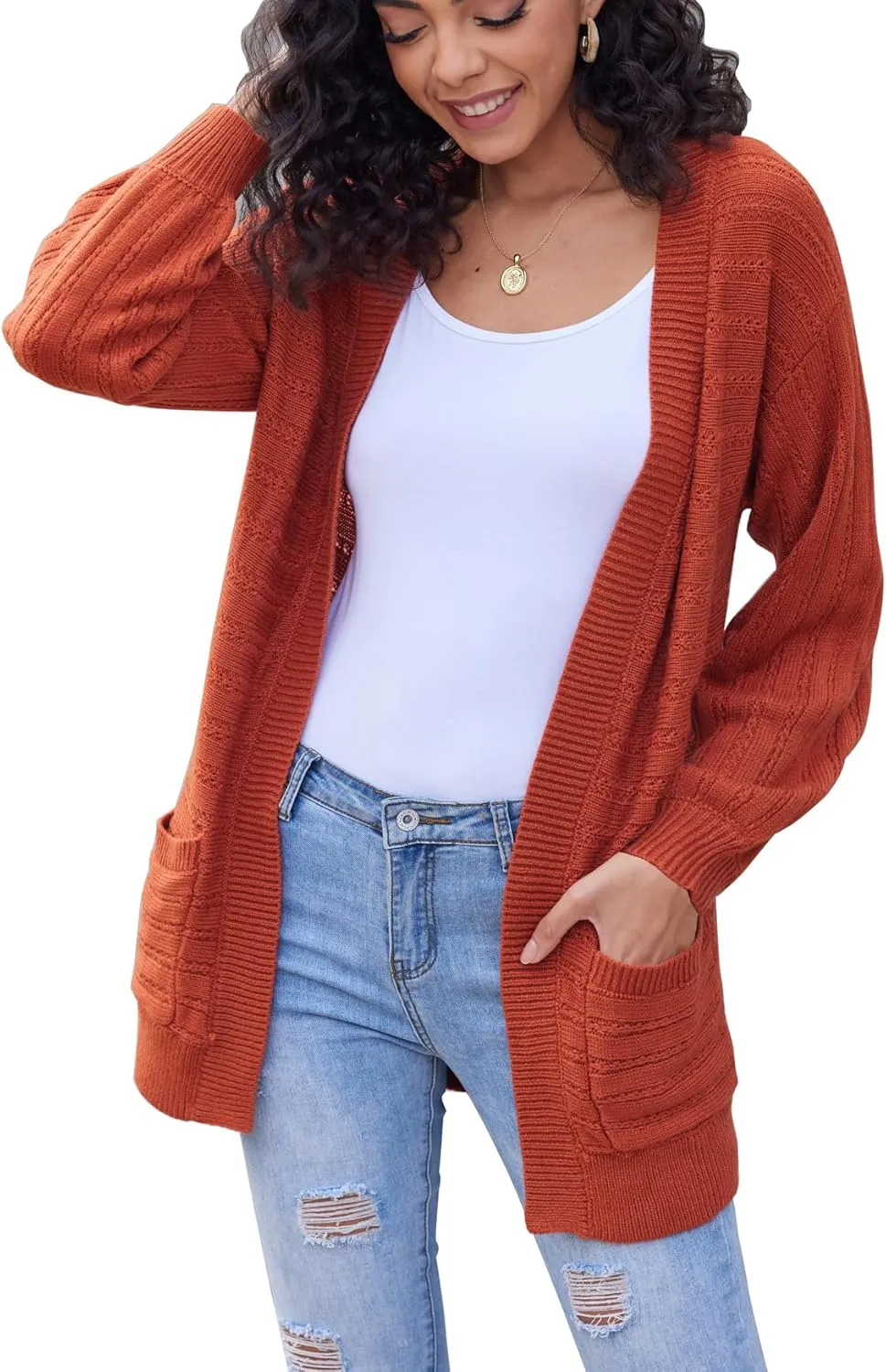 Bluetime Women's Fall Long Sleeve Open Front Soft Knit Cradigan Sweater Coat Outwear