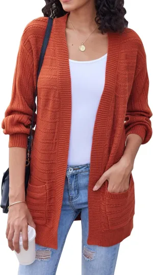 Bluetime Women's Fall Long Sleeve Open Front Soft Knit Cradigan Sweater Coat Outwear