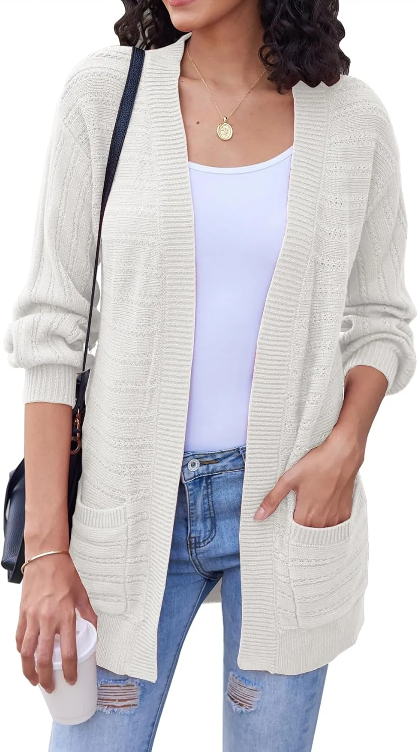 Bluetime Women's Fall Long Sleeve Open Front Soft Knit Cradigan Sweater Coat Outwear