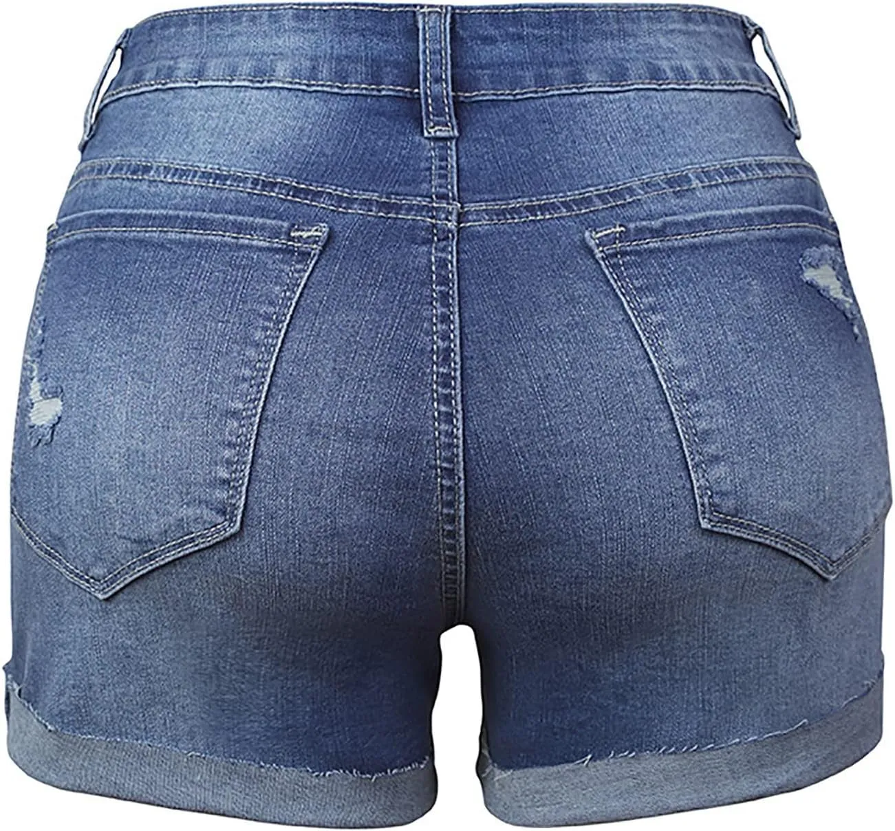 BTDECLAR Women's Straight Leg Denim Shorts High Waisted Ripped Roll Hem Jean Shorts Summer Casual Stretchy Leg Pants Jeans